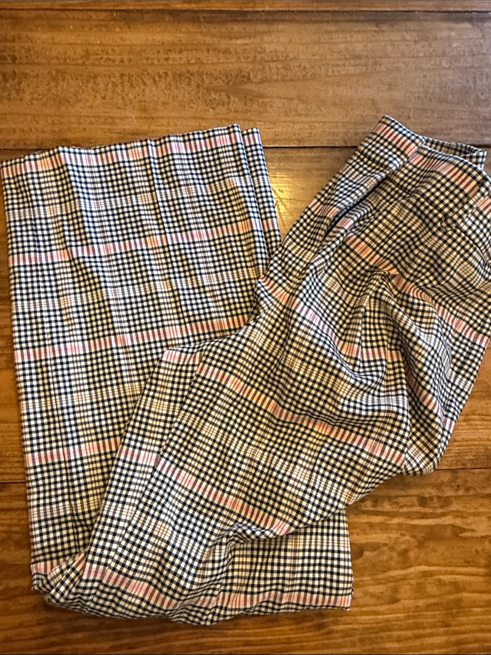 LOFT Plaid pants with Pink Accent